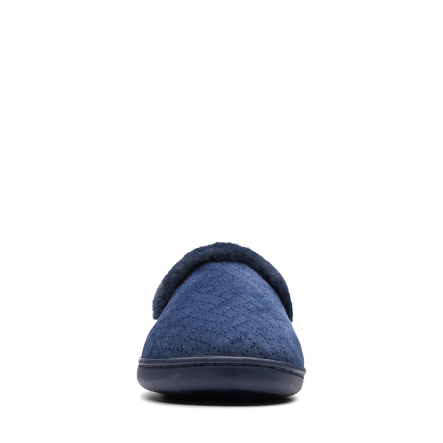 Clarks Women’s Twyla Star Navy Wide-Width Slippers – Soft Faux-Fur Lined, Cozy House Slippers with Grippy Rubber Outsole