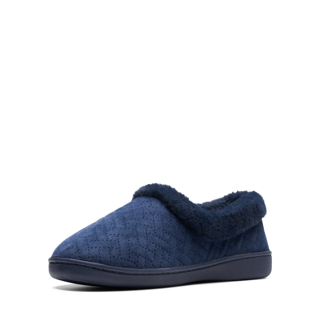 Clarks Women’s Twyla Star Navy Wide-Width Slippers – Soft Faux-Fur Lined, Cozy House Slippers with Grippy Rubber Outsole