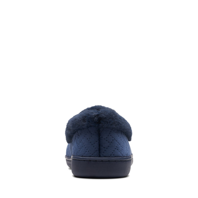 Clarks Women’s Twyla Star Navy Wide-Width Slippers – Soft Faux-Fur Lined, Cozy House Slippers with Grippy Rubber Outsole