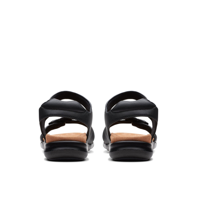 Clarks Kitly Ave Women’s Black Leather Sandals – Casual sandals with Cushioned Footbed