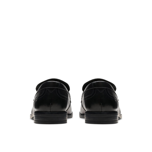 Clarks Men’s Brandon Step Black Leather Slip-On Shoes – Classic Leather Dress Shoes with Cushioned Comfort & Flexible Rubber Sole