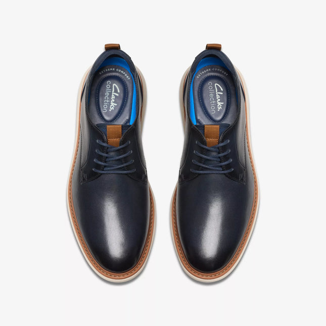 Clarks Men’s Brantin Plain Navy Leather Casual Shoes – Sleek Slip-On Everyday Shoes with Cushioned Comfort & Versatile Style