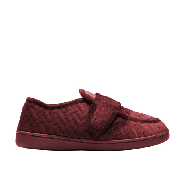 Clarks Women’s Twyla Charm Burgundy Slippers – Soft Textile Slip-On House Shoes with Adjustable Strap & Non-Slip Rubber Sole