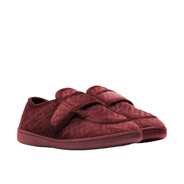 Clarks Women’s Twyla Charm Burgundy Slippers – Soft Textile Slip-On House Shoes with Adjustable Strap & Non-Slip Rubber Sole