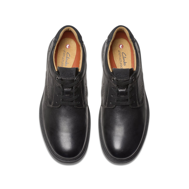 Clarks Un Briley Pace Black Leather Wide Fit Shoe – Comfort Casual with EVA Midsole & Rubber Outsole