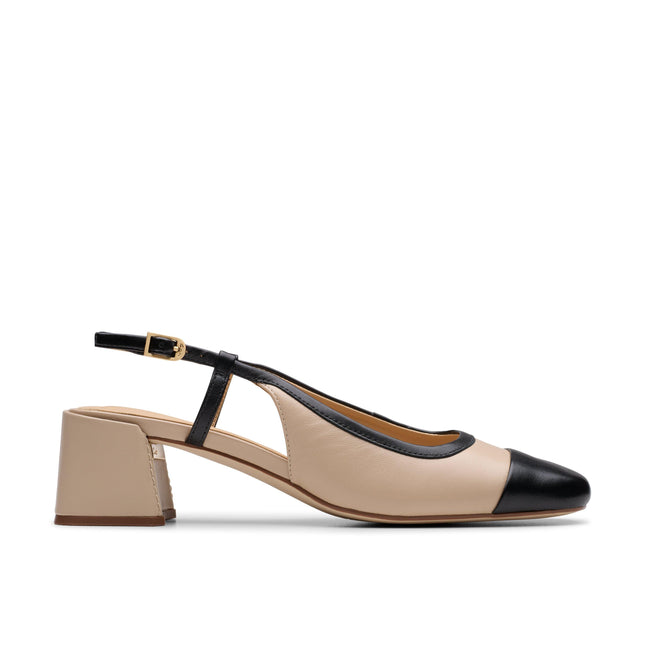 Clarks Women’s Nyta45 Slingback Sandals – Leather Slingback Heels with Open Toe, Cushioned Footbed & Elegant Everyday Style