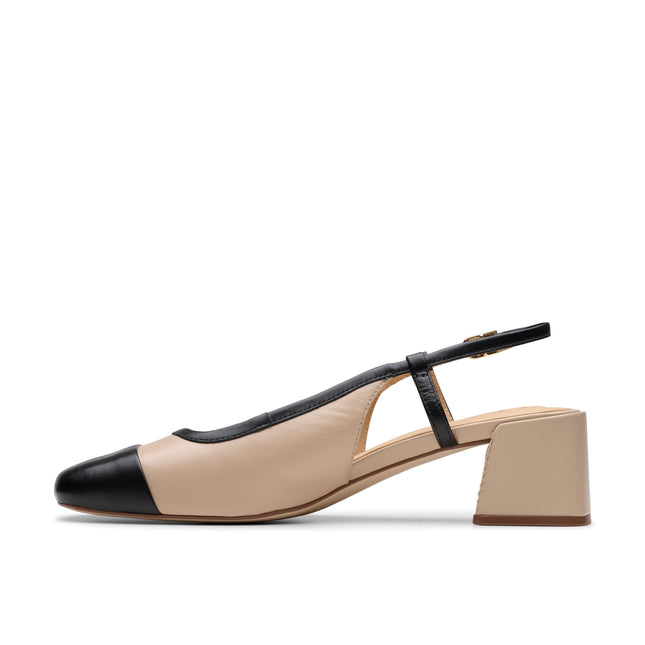 Clarks Women’s Nyta45 Slingback Sandals – Leather Slingback Heels with Open Toe, Cushioned Footbed & Elegant Everyday Style