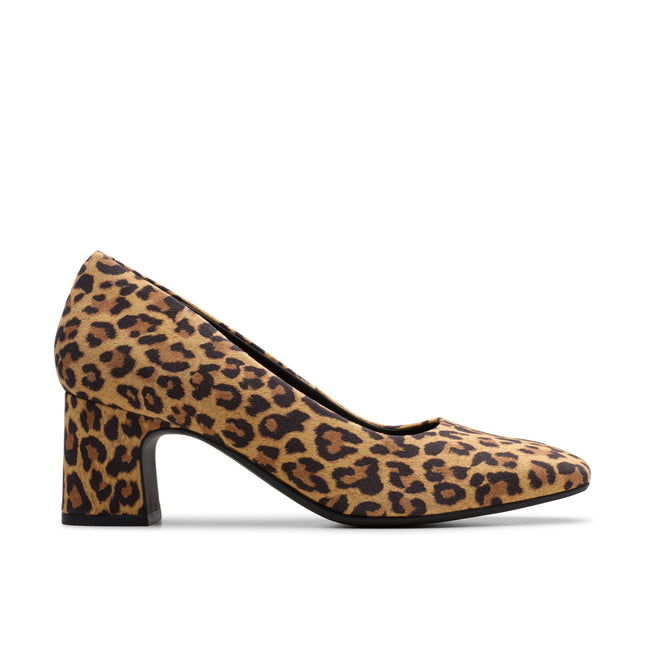 Clarks Women’s Fernie Court Leopard Suede Heels – Bold Leopard Print Court Shoes with Cushioned Comfort & Classic Elegance