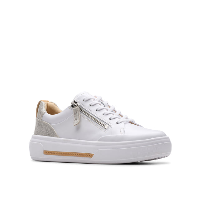 Clarks Women’s Hollyhock Zip Silver Trainers – Platform Lace-Up & Zip Casual Shoes with Contour Cushion Comfort