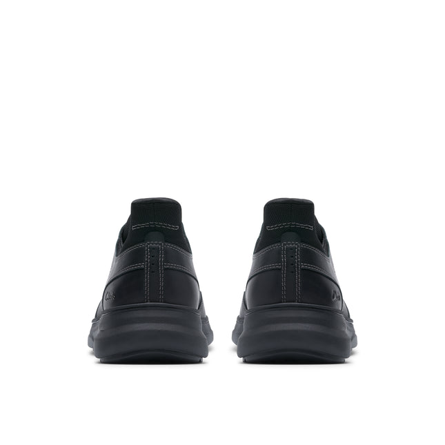 Clarks Mullan Easy Black Leather Men’s Lace-Up Trainers – Comfortable Everyday Casual Shoes with Cushioned Footbed & Easy-Entry Design