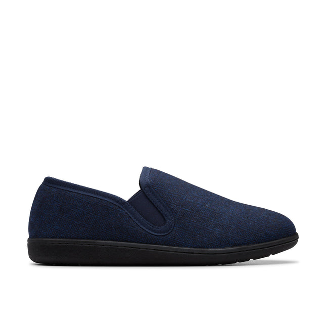 Clarks Men’s King Ease Navy Interest Textile Slip-On Slipper – Easy-Wear Comfort Slipper
