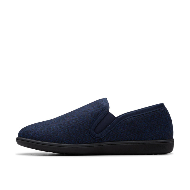Clarks Men’s King Ease Navy Interest Textile Slip-On Slipper – Easy-Wear Comfort Slipper