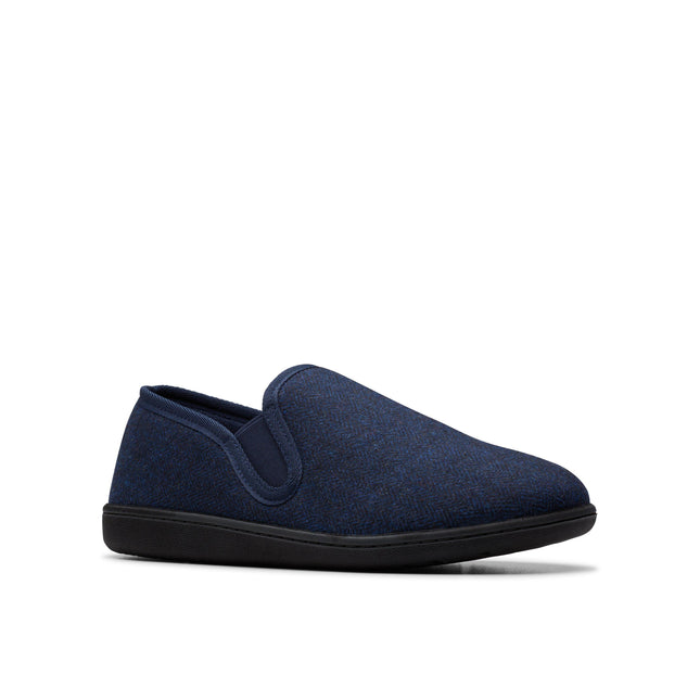 Clarks Men’s King Ease Navy Interest Textile Slip-On Slipper – Easy-Wear Comfort Slipper