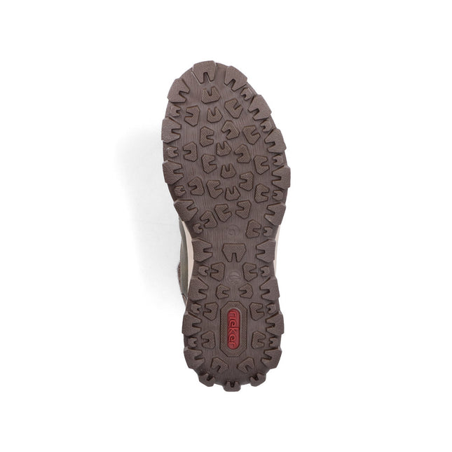 Rieker Men’s 35538-54 Grey Leather & Textile Lace-Up Boot – Comfort Walking Boot with Cushioned Insole