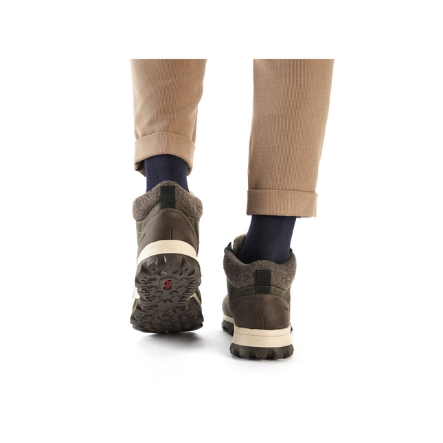 Rieker Men’s 35538-54 Grey Leather & Textile Lace-Up Boot – Comfort Walking Boot with Cushioned Insole