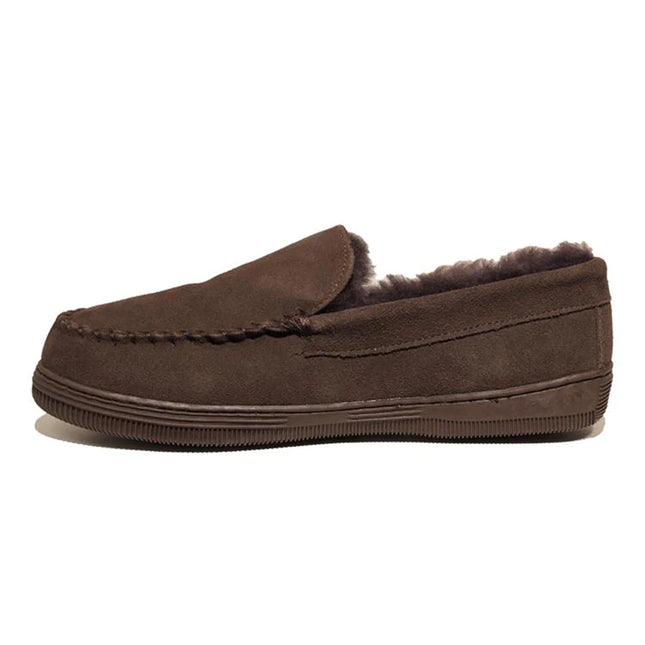 Rohde Men’s 7160-72 Mocca Brown Leather Slip-On Slippers – Comfortable Indoor/Outdoor House Shoes