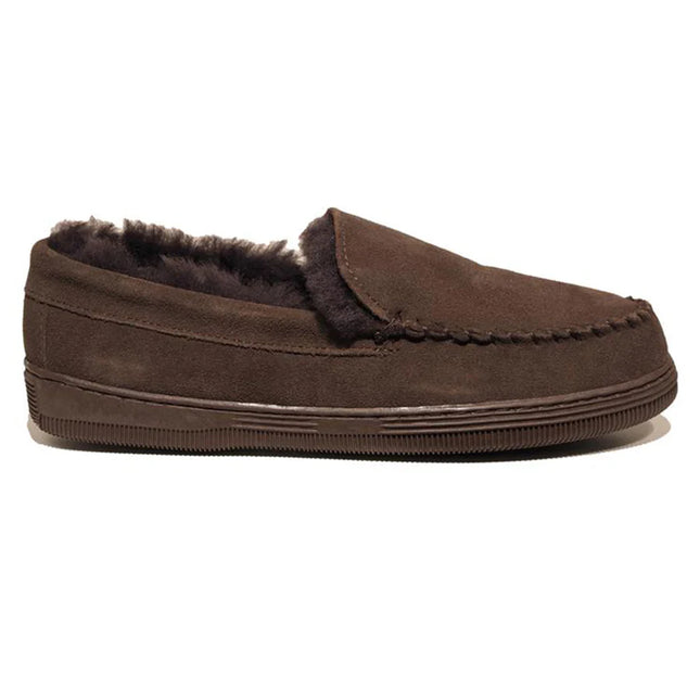 Rohde Men’s 7160-72 Mocca Brown Leather Slip-On Slippers – Comfortable Indoor/Outdoor House Shoes