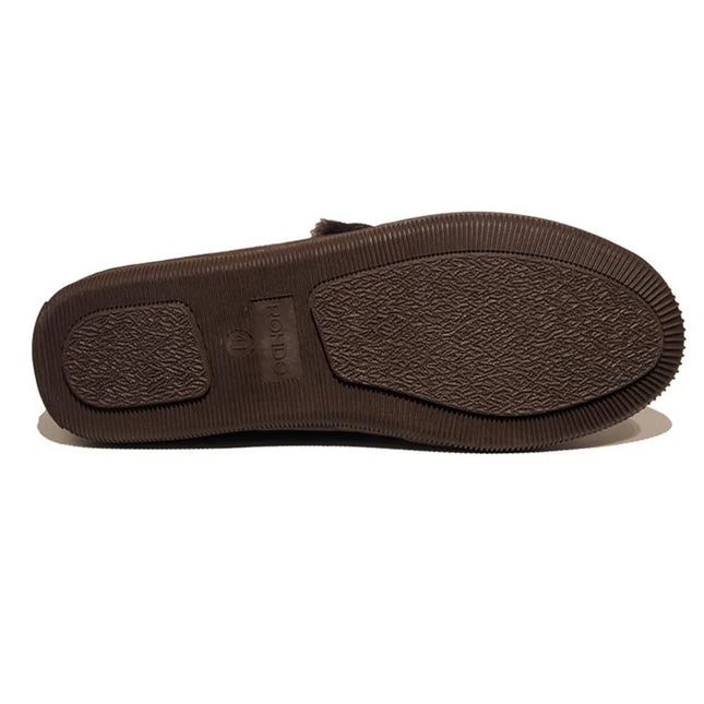 Rohde Men’s 7160-72 Mocca Brown Leather Slip-On Slippers – Comfortable Indoor/Outdoor House Shoes