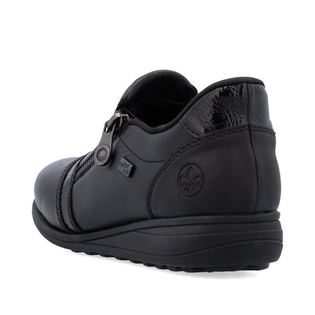 Rieker 47264-00 Black Womens Low Wedge Shoe