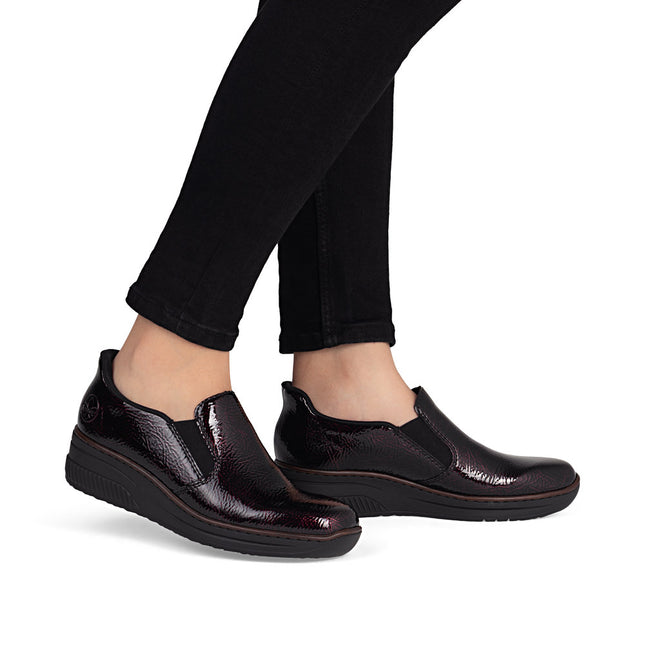Rieker 48761-35 Dark Burgundy Womens Slip-on Shoe