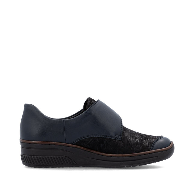 Rieker 487C0-15 Navy Leather Womens Velcro Shoe