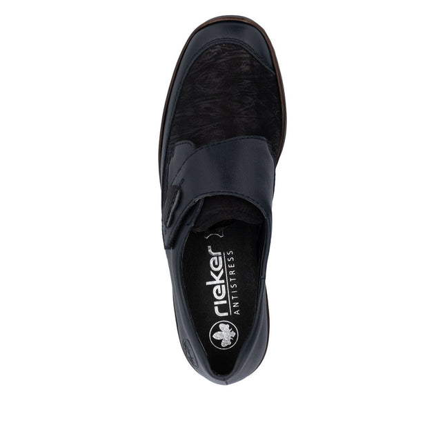 Rieker 487C0-15 Navy Leather Womens Velcro Shoe