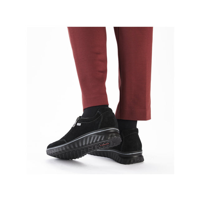 Rieker 59071-00 Black Suede Womens Low Wedge Shoe