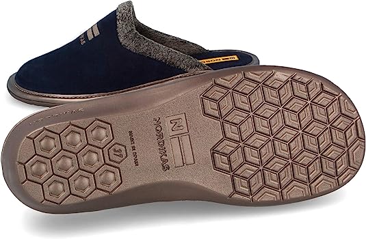 Nordikas 238-O8 - Navy Suede / Snow-Grey Trim Ladies Slippers