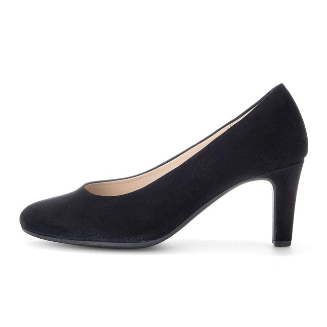 Gabor Women’s Edina 01.410.17 Black Suede Court Shoe – Elegant Mid-Heel Pump with Comfort Fit