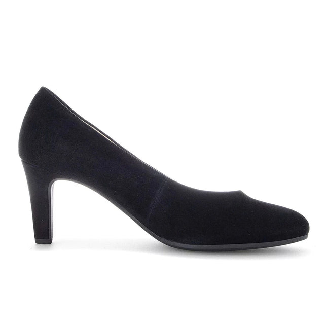 Gabor Women’s Edina 01.410.17 Black Suede Court Shoe – Elegant Mid-Heel Pump with Comfort Fit