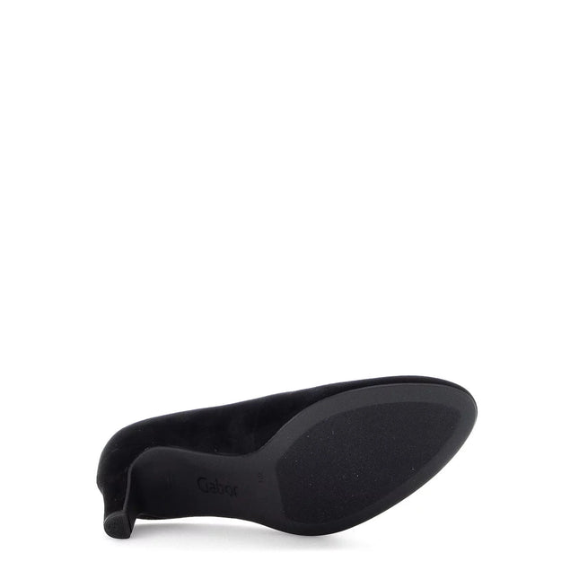 Gabor Women’s Edina 01.410.17 Black Suede Court Shoe – Elegant Mid-Heel Pump with Comfort Fit