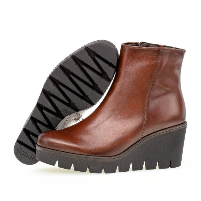 Gabor 74.780.24 Utopia Tan Leather Wedge Ankle Boot