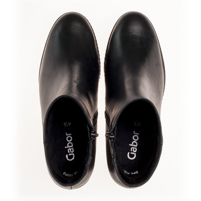 Gabor 74.780.27 Utopia Black Leather Wedge Ankle Boot