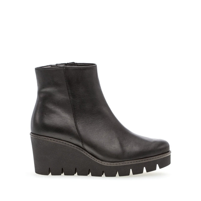 Gabor 74.780.27 Utopia Black Leather Wedge Ankle Boot