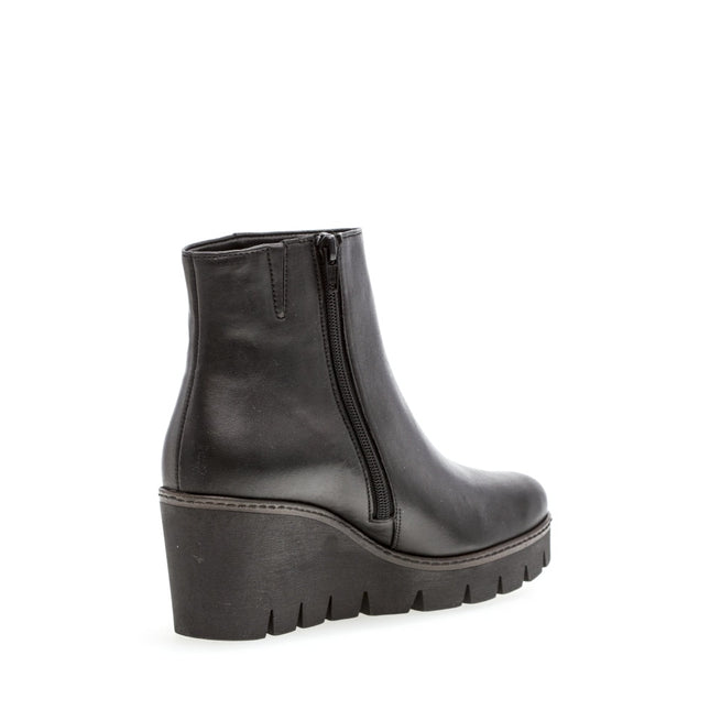 Gabor 74.780.27 Utopia Black Leather Wedge Ankle Boot