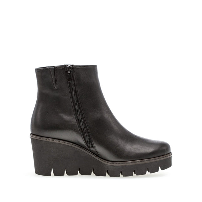 Gabor 74.780.27 Utopia Black Leather Wedge Ankle Boot