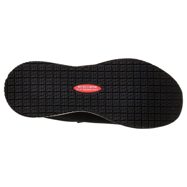 Skechers Work: Squad Sr Black 77222EC BLK Bungee Slip-On Athletic W/ Slip Resistant bottom