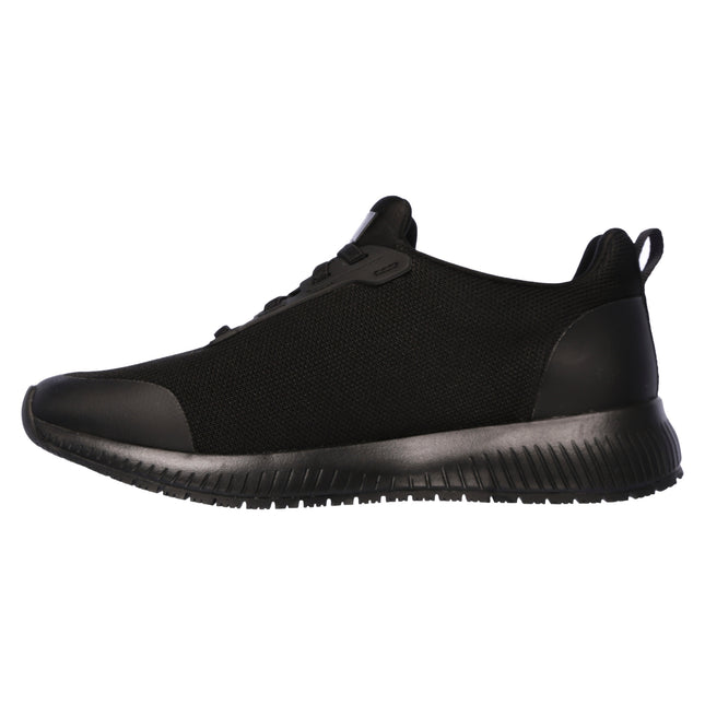 Skechers Work: Squad Sr Black 77222EC BLK Bungee Slip-On Athletic W/ Slip Resistant bottom
