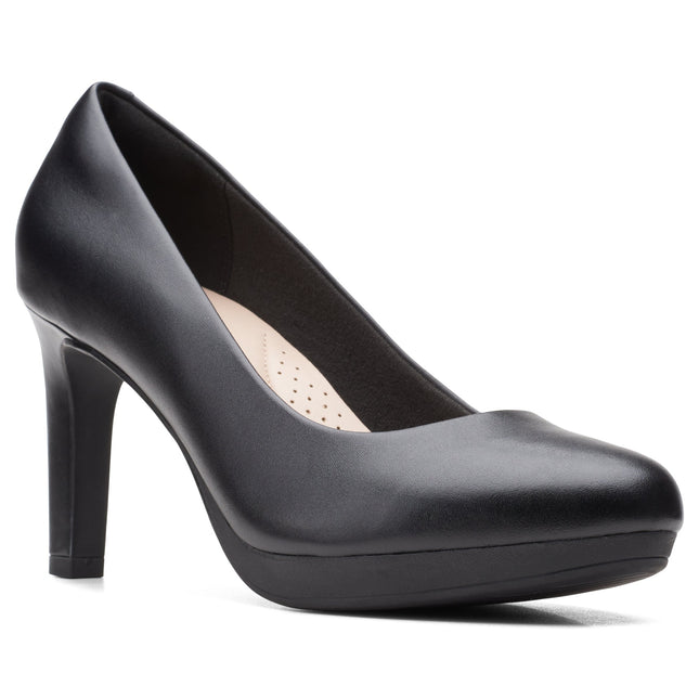 Clarks Ambyr Joy Women’s Black Leather Pump — Classic Court Heel with Ultimate Comfort Cushioning