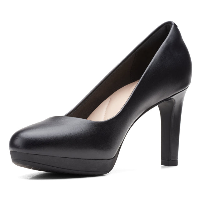 Clarks Ambyr Joy Women’s Black Leather Pump — Classic Court Heel with Ultimate Comfort Cushioning