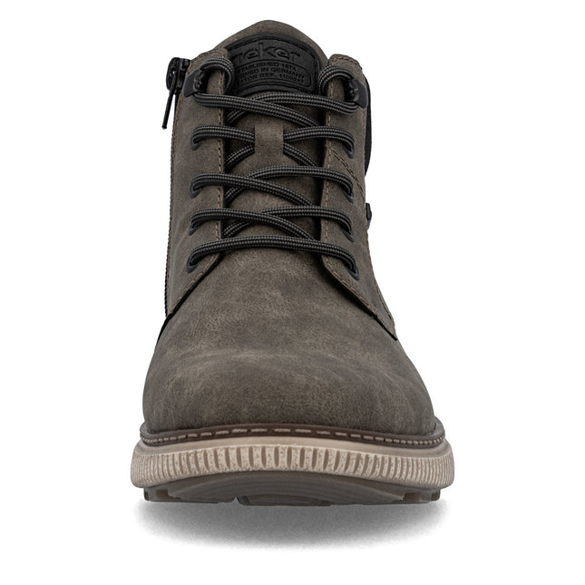 Rieker Men’s B3302-25 Olive Green Ankle Boots – Weatherproof TEX Winter Boots with Lace & Zip, Warm Lining, Cushioned Comfort & Durable Grip Sole