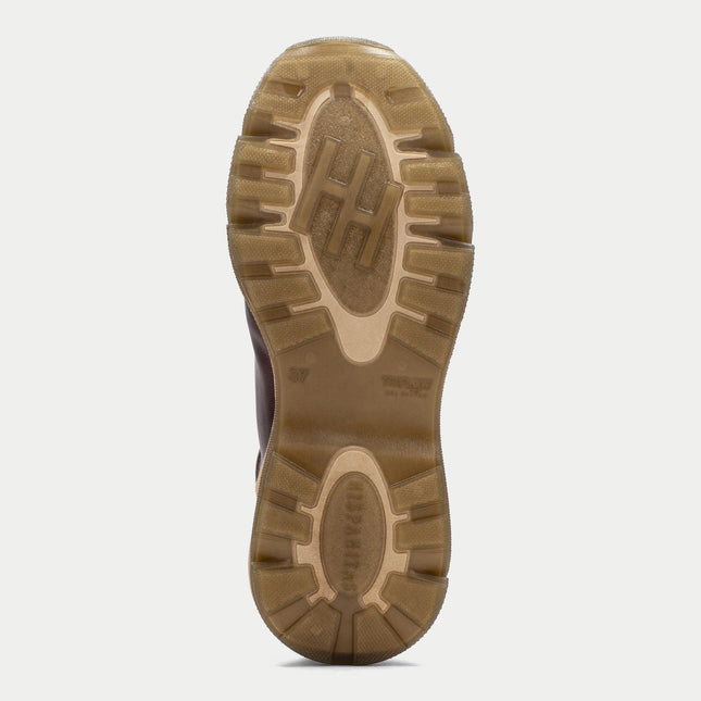 Hispanitas Women’s Nepal CHI254321 Boot – Wine Leather & Stretch Fabric Ankle Boot with Front Zip and Cushioned Platform Sole