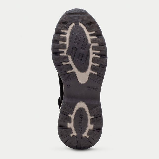 Hispanitas Women’s Nepal Zip-Boot – Black Leather & Stretch Fabric Ankle Boot with Triflow-Cushion Technology