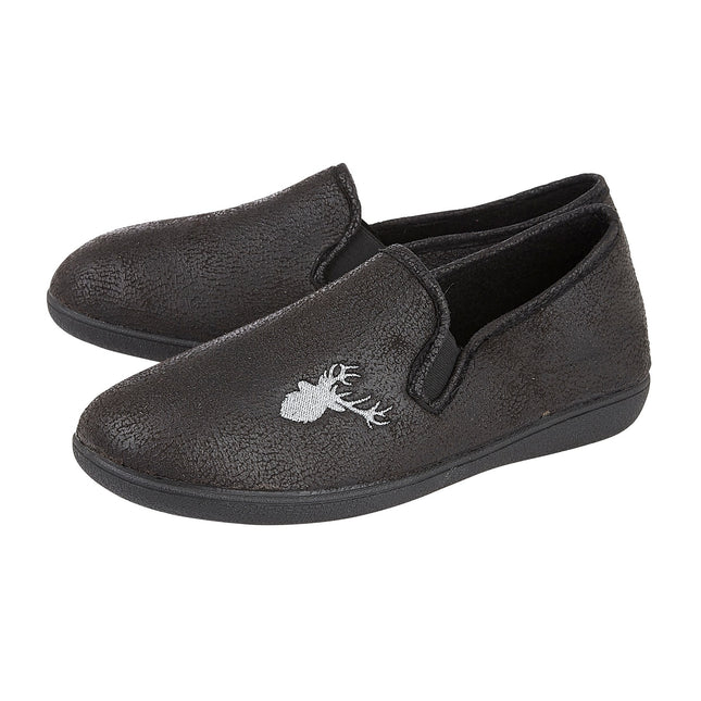 Lotus Claude Black Mens Slippers