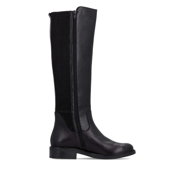 Remonte D2W74-00 Black Leather Knee-High Womens Boot