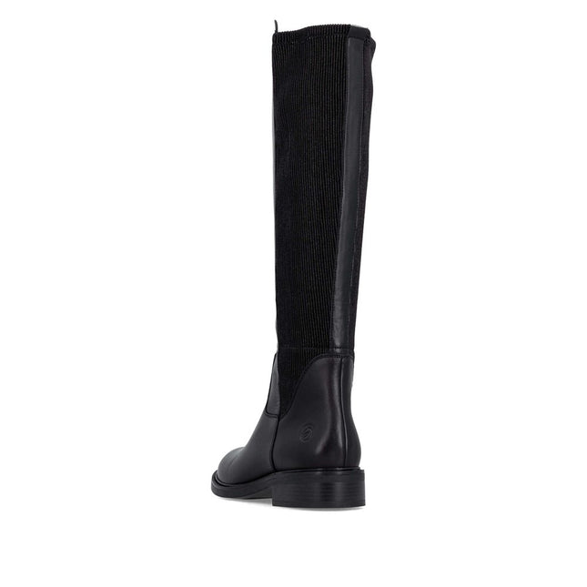 Remonte D2W74-00 Black Leather Knee-High Womens Boot