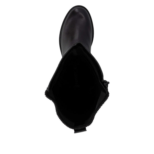 Remonte D2W74-00 Black Leather Knee-High Womens Boot