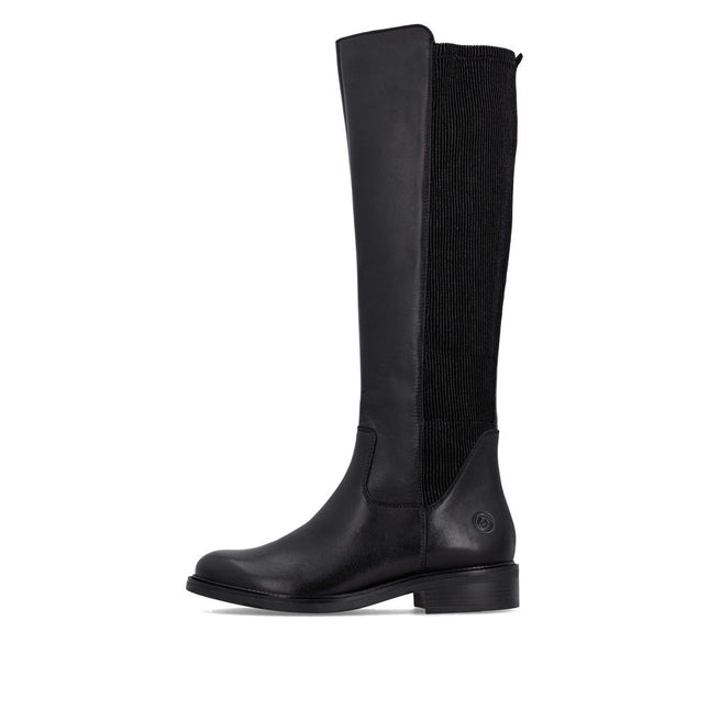 Remonte D2W74-00 Black Leather Knee-High Womens Boot