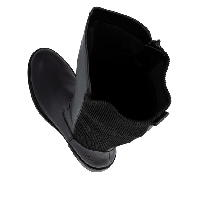 Remonte D2W74-00 Black Leather Knee-High Womens Boot