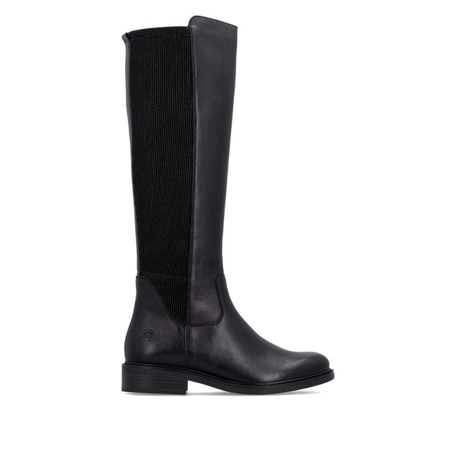 Remonte D2W74-00 Black Leather Knee-High Womens Boot